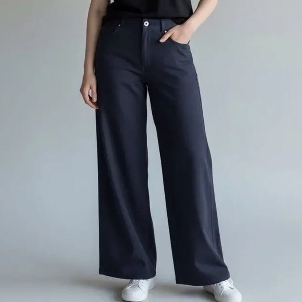 CALIA High Rise Kickback Wide Leg Pants Button Women's 8